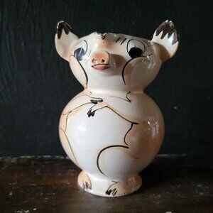 Small Vintage Pig Jug / Pig Pitcher / Pig Creamer Hand-Painted Made in Italy